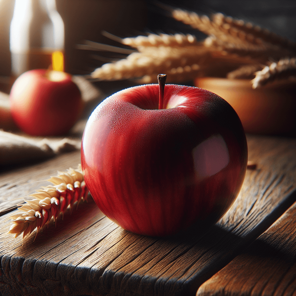 a red apple on a table